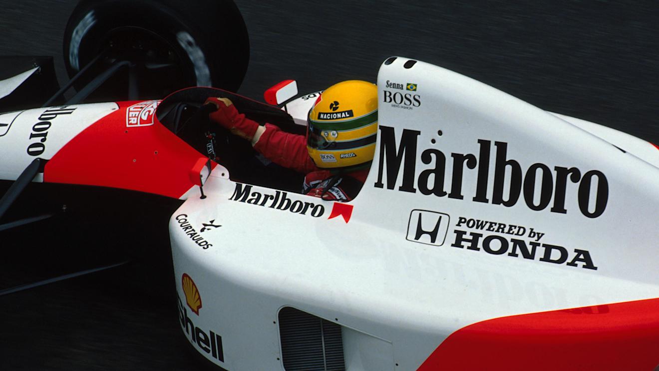 Race winner Ayrton Senna. Brazilian Grand Prix, Interlagos, 24 March 1991 