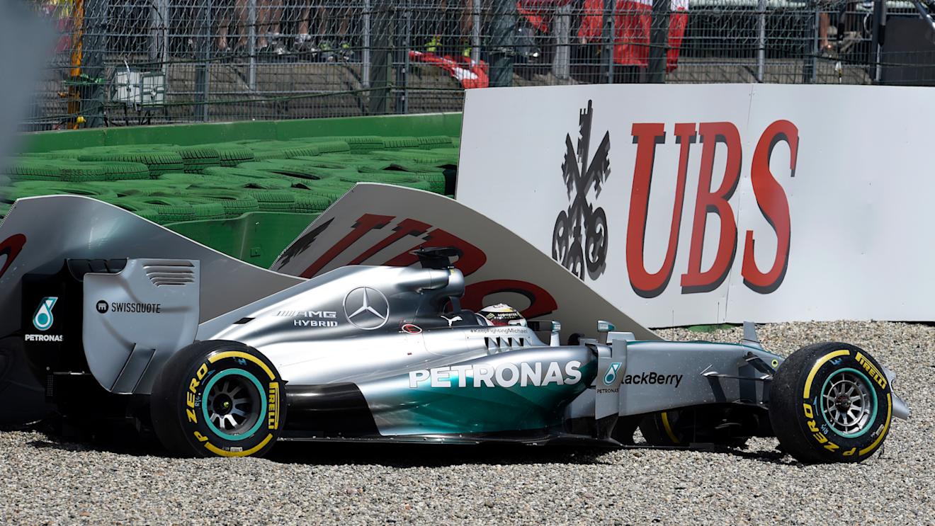 Lewis Hamilton (GBR) Mercedes AMG F1 W05 crashed in Q1 gets into the Medical Car. Formula One World Championship, Rd10, German Grand Prix, Qualifying, Hockenheim, Germany, Saturday, 19 July 2014