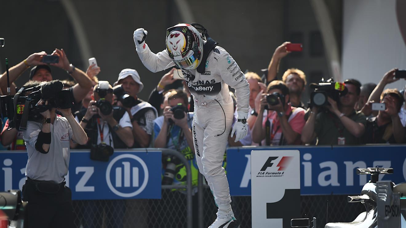 Lewis Hamilton (GBR) Mercedes AMG F1 celebrates in Parc Ferme at Formula One World Championship, Rd3, Chinese Grand Prix, Race, Shanghai, China, Sunday 12 April 2015. © Sutton Motorsport Images