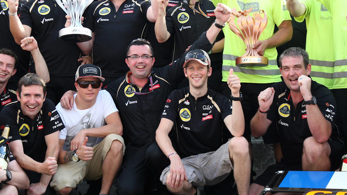 Lotus F1 celebrates podium finishes for Kimi Raikkonen (FIN) Lotus F1 and Romain Grosjean (FRA) Lotus F1.
Formula One World Championship, Rd11, Hungarian Grand Prix, Race Day, Budapest, Hungary, Sunday 29 July 2012. © Sutton Motorsport Images
