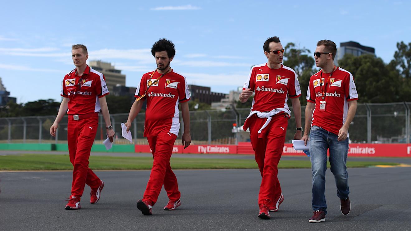 Sebastian Vettel (GER) Ferrari walks the track at Formula One World Championship, Rd1, Australian Grand Prix, Preparations, Albert Park, Melbourne, Australia, Wednesday 11  March 2015. © Sutton Motorsport Images