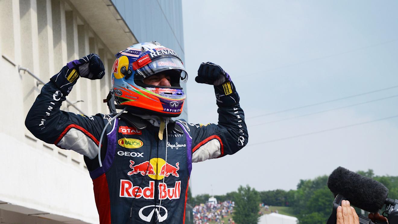 Race winner Daniel Ricciardo (AUS) Red Bull Racing celebrates in parc ferme. Formula One World Championship, Rd11, Hungarian Grand Prix, Race Day, Hungaroring, Hungary. Sunday, 27 July 2014