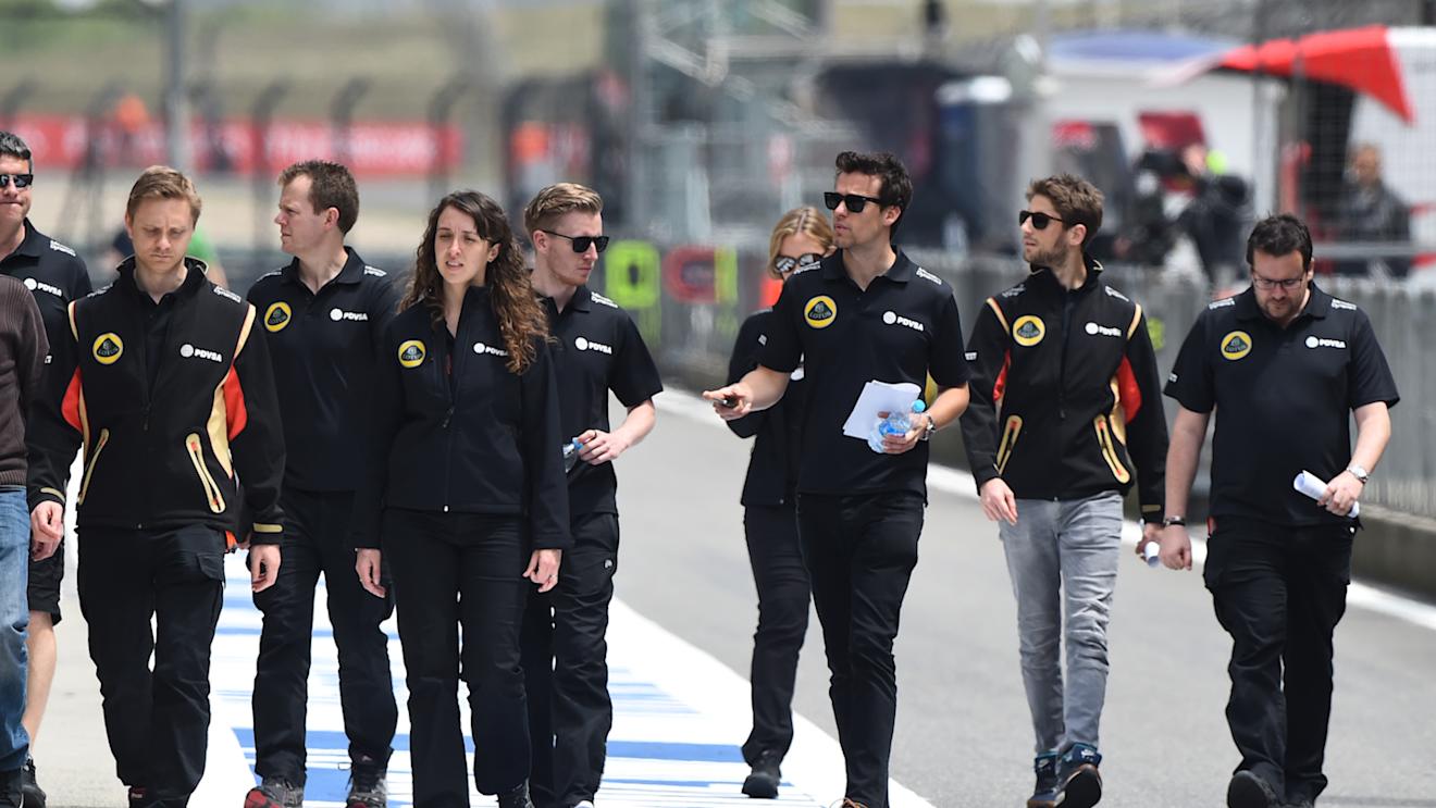 Jolyon Palmer (GBR) Lotus Test and Reserve Driver and Romain Grosjean (FRA) Lotus at Formula One World Championship, Rd3, Chinese Grand Prix, Preparations, Shanghai, China, Thursday 9 April 2015. © Sutton Motorsport Images