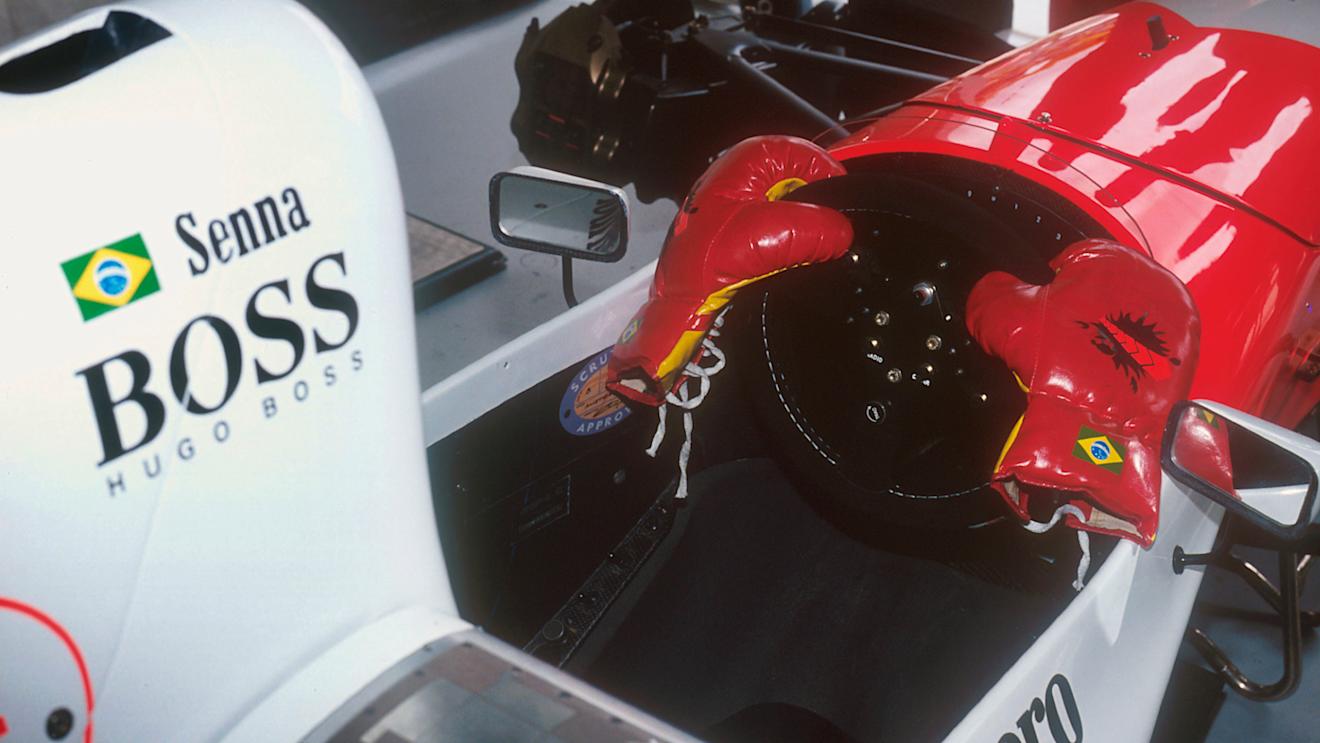 The McLaren team made an amusing modification to Senna's car at the 1993 Australian Grand Prix following his fracas with Irvine in Japan. © LAT Photographic