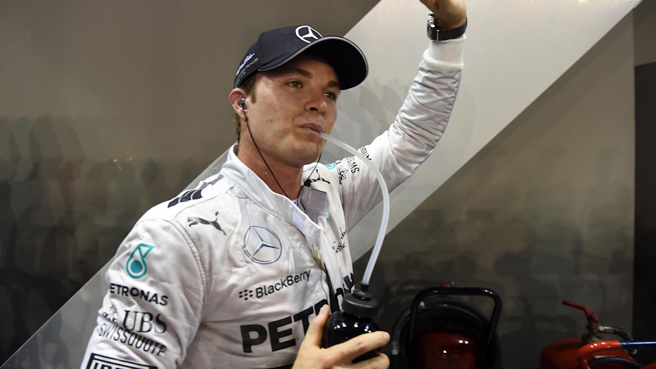 For the drivers, such as Nico Rosberg, re-hydration begins the moment they step out of the car. Singapore, 2014. © Sutton Motorsport Images