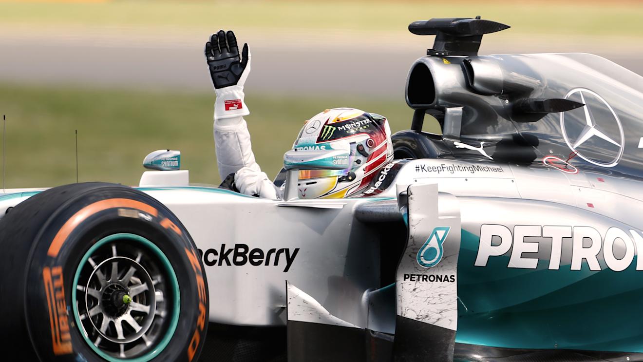 Race winner Lewis Hamilton (GBR) Mercedes AMG F1 W05 celebrates.
Formula One World Championship, Rd9, British Grand Prix, Race Day, Silverstone, England, Sunday 6 July 2014.
BEST IMAGE © Sutton Motorsport Images