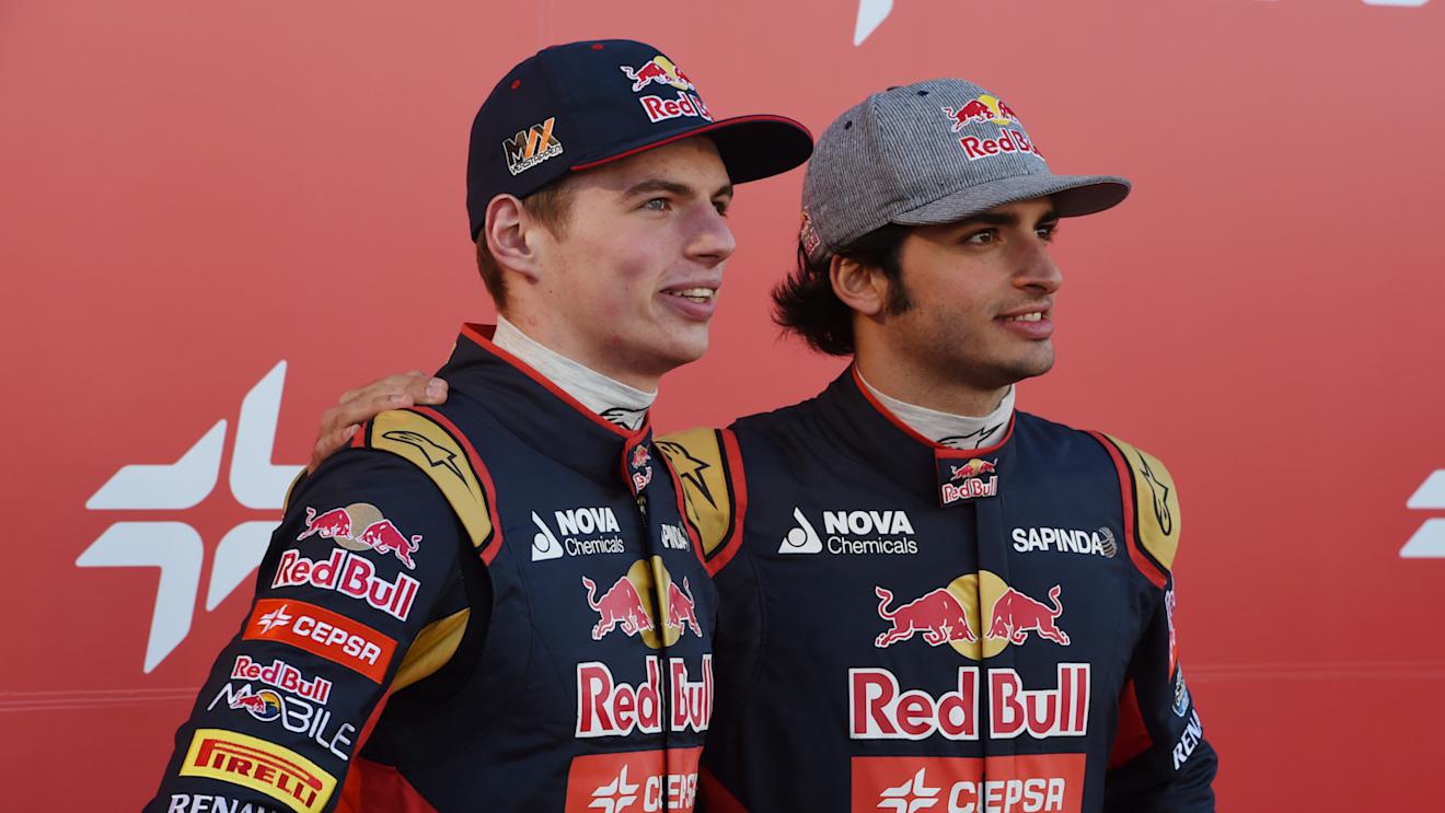 Toro Rosso's youthful 2015 driver line-up of Max Verstappen (left) and Carlos Sainz