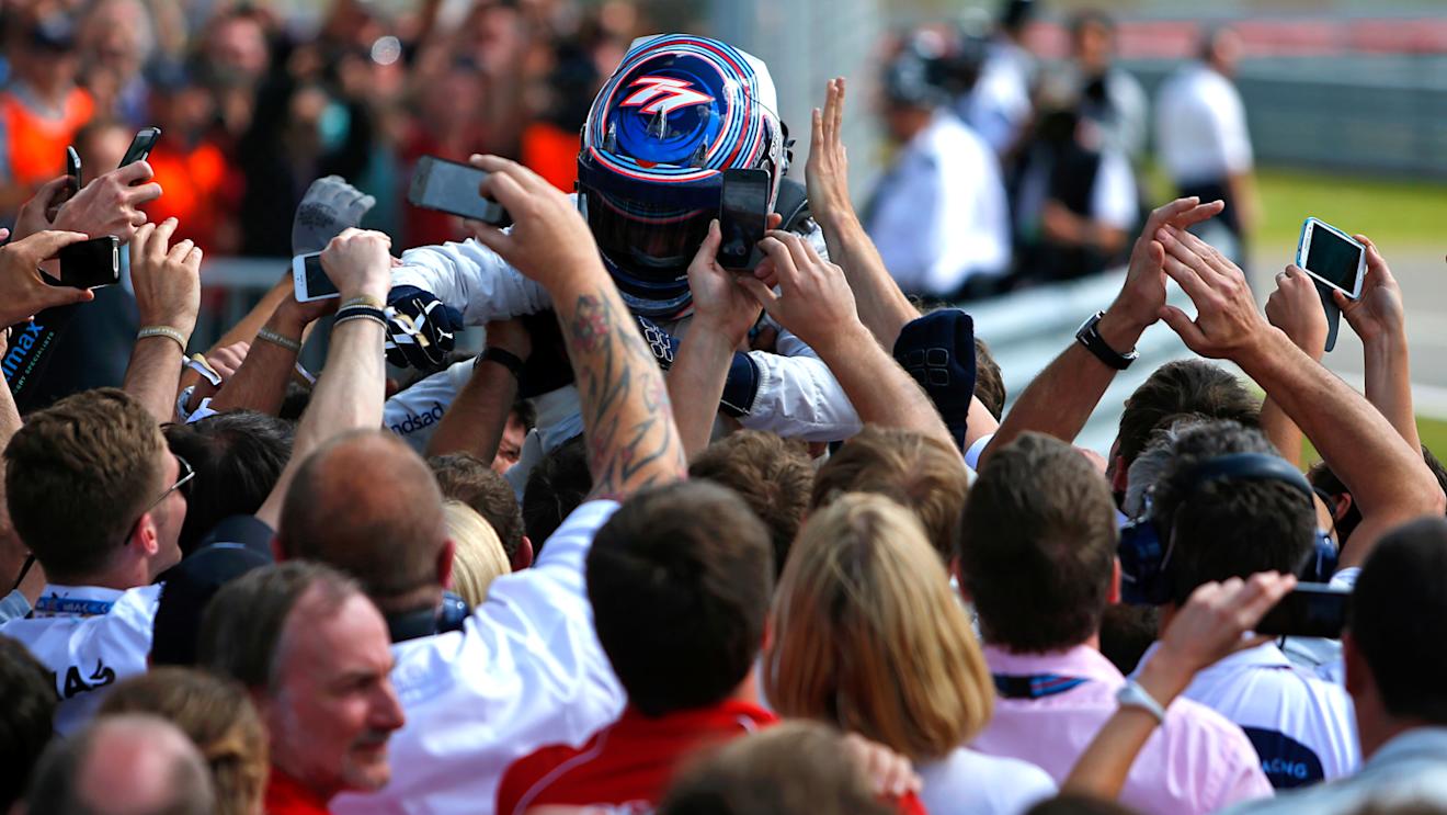 Valtteri Bottas (FIN) Williams celebrates in parc ferme. Formula One World Championship, Rd9, British Grand Prix, Race Day, Silverstone, England, Sunday, 6 July 2014