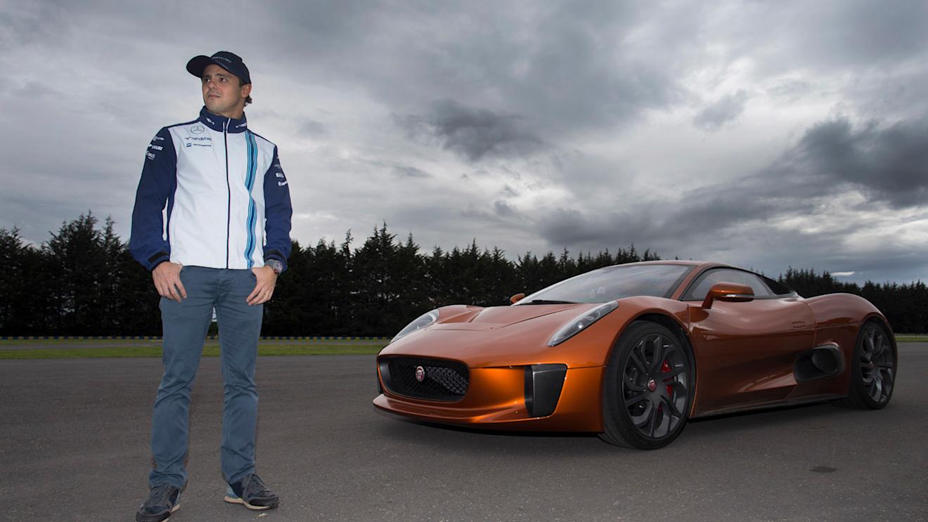 Jaguar’s C-X75 supercar, as featured in the new Bond adventure, SPECTRE, makes its Americas debut in Mexico City with Williams Martini Racing driver Felipe Massa, October 2015 © Williams Martini Racing