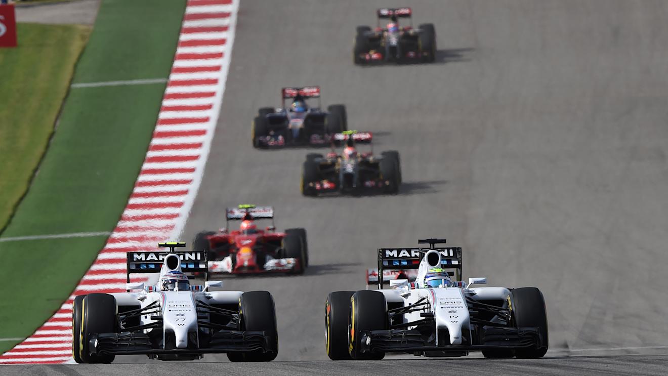 Valtteri Bottas (FIN) Williams FW36 and Felipe Massa (BRA) Williams FW36 battle. Formula One World Championship, Rd17, United States Grand Prix, Race, Austin, Texas, USA, Sunday, 2 November 2014 