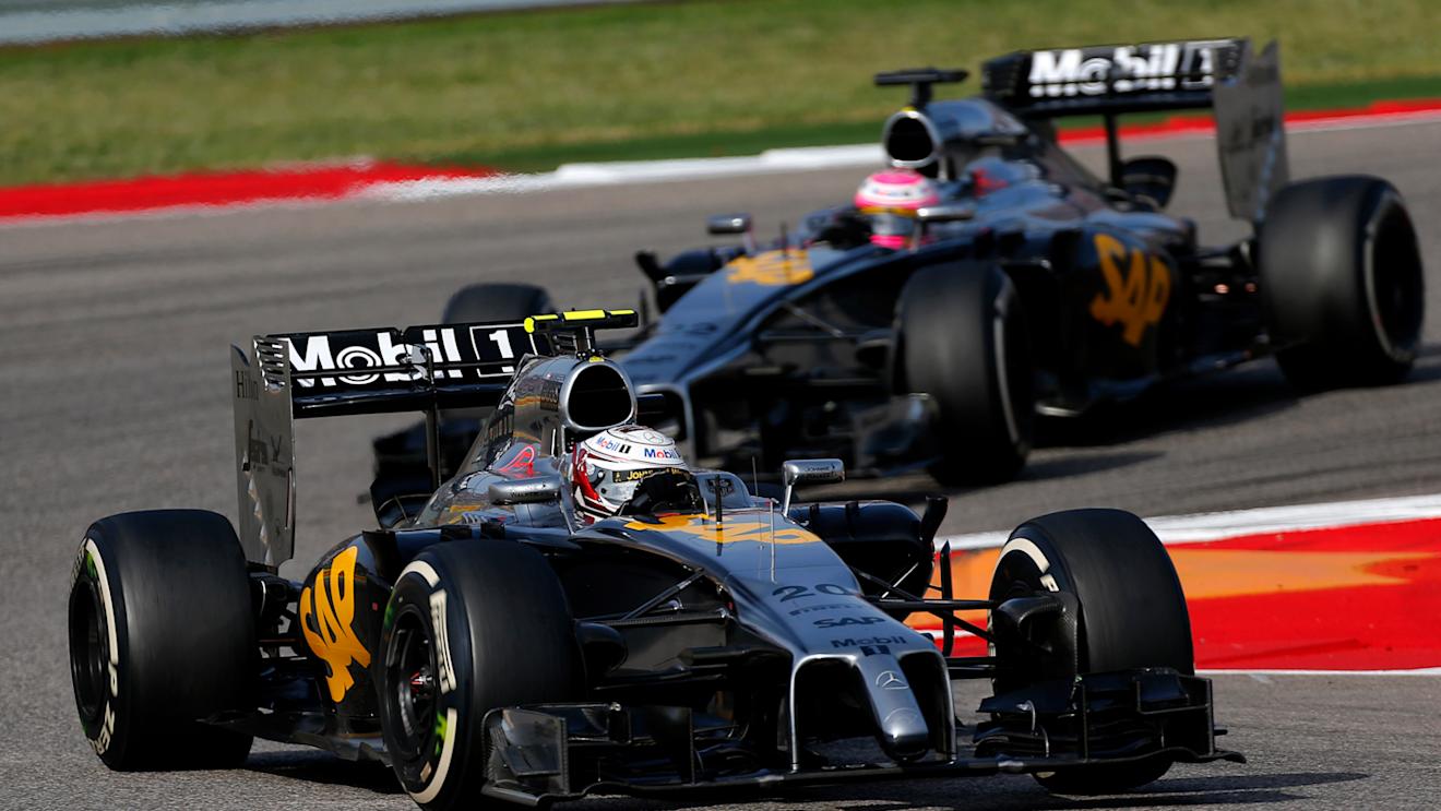 Kevin Magnussen (DEN) McLaren MP4-29 leads Jenson Button (GBR) McLaren MP4-29. Formula One World Championship, Rd17, United States Grand Prix, Race, Austin, Texas, USA, Sunday, 2 November 2014 