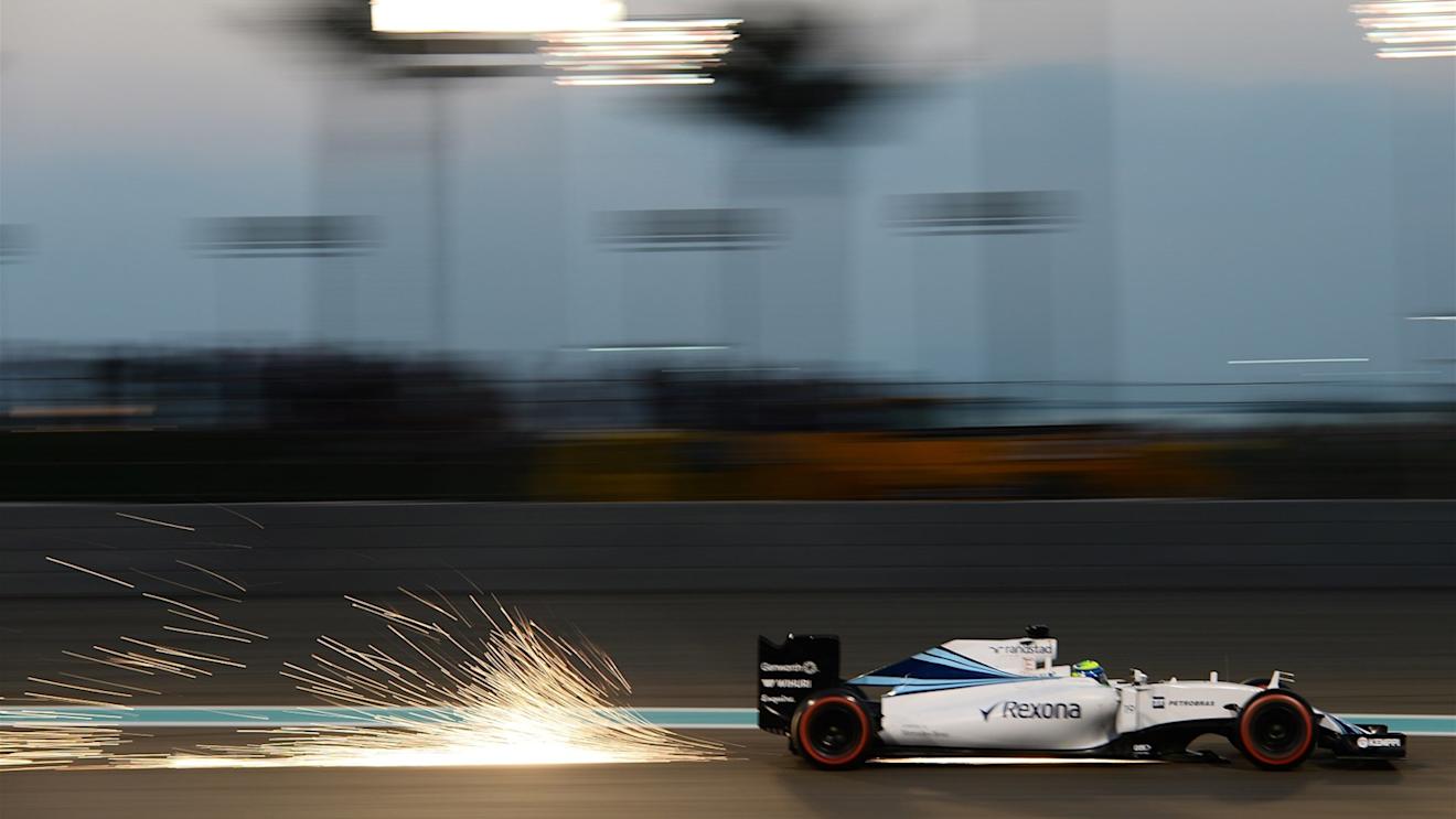 Felipe Massa (BRA) Williams FW37 and sparks at Formula One World Championship, Rd19, Abu Dhabi Grand Prix, Practice, Yas Marina Circuit, Abu Dhabi, UAE, Friday 27 November 2015. © Sutton Motorsport Images