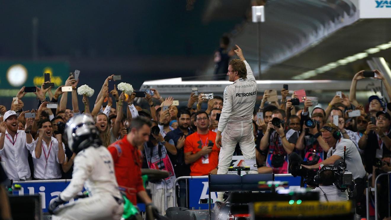 Race winner Nico Rosberg (GER) Mercedes AMG F1 celebrates in parc ferme at Formula One World Championship, Rd19, Abu Dhabi Grand Prix, Race, Yas Marina Circuit, Abu Dhabi, UAE, Sunday 29 November 2015. © Sutton Motorsport Images
