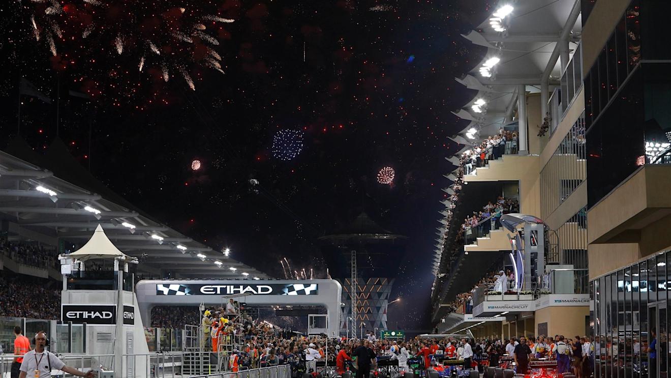 Fireworks over parc ferme at Formula One World Championship, Rd19, Abu Dhabi Grand Prix, Race, Yas Marina Circuit, Abu Dhabi, UAE, Sunday 29 November 2015. © Sutton Motorsport Images