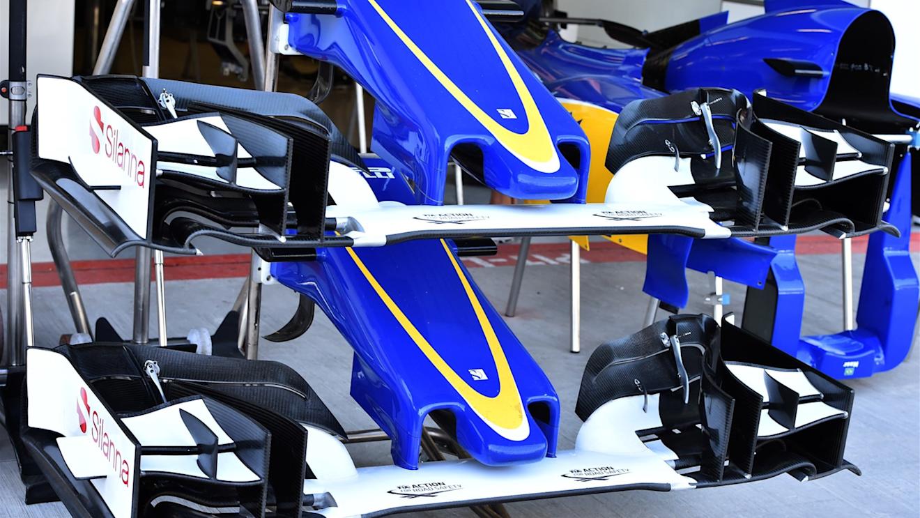 Sauber C34 nose and front wings at Formula One World Championship, Rd19, Abu Dhabi Grand Prix, Preparations, Yas Marina Circuit, Abu Dhabi, UAE, Thursday 26 November 2015. © Sutton Motorsport Images