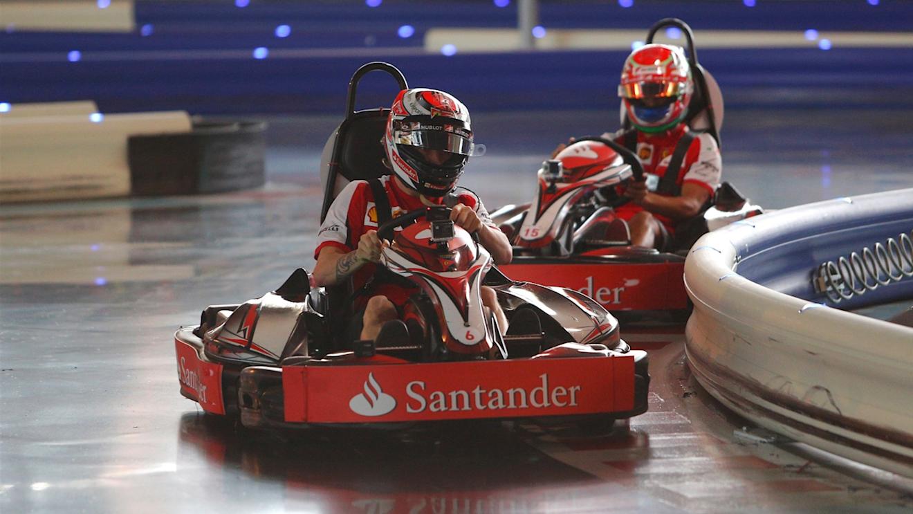 Kimi Raikkonen (FIN) Ferrari SF15-T karting at a Santander event at Formula One World Championship, Rd19, Abu Dhabi Grand Prix, Preparations, Yas Marina Circuit, Abu Dhabi, UAE, Thursday 26 November 2015. © Sutton Motorsport Images