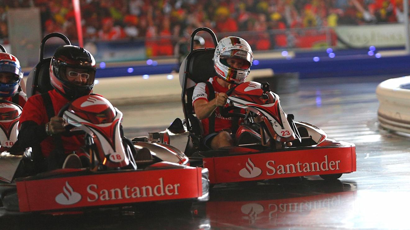 Sebastian Vettel (GER) Ferrari karting at a Santander event at Formula One World Championship, Rd19, Abu Dhabi Grand Prix, Preparations, Yas Marina Circuit, Abu Dhabi, UAE, Thursday 26 November 2015. © Sutton Motorsport Images