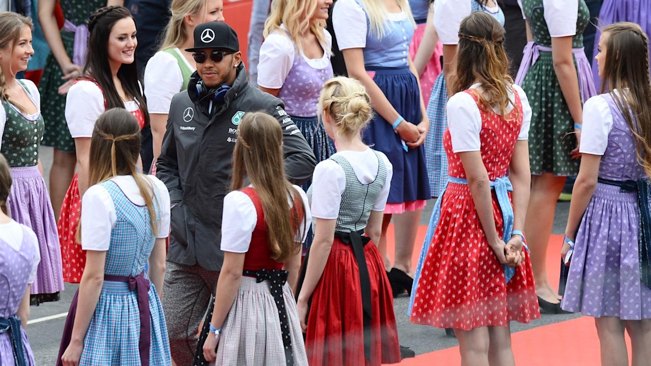 Lewis Hamilton (GBR) Mercedes AMG F1 during the drivers parade at Formula One World Championship, Rd8, Austrian Grand Prix, Race, Spielberg, Austria, Sunday 21 June 2015. © Sutton Motorsport Images