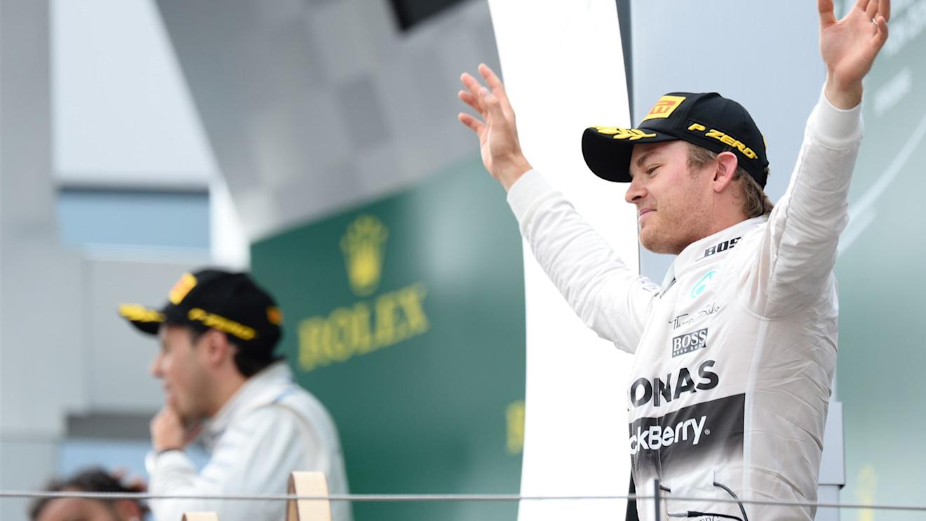 Race winner Nico Rosberg (GER) Mercedes AMG F1 celebrates on the podium at Formula One World Championship, Rd8, Austrian Grand Prix, Race, Spielberg, Austria, Sunday 21 June 2015. © Sutton Motorsport Images