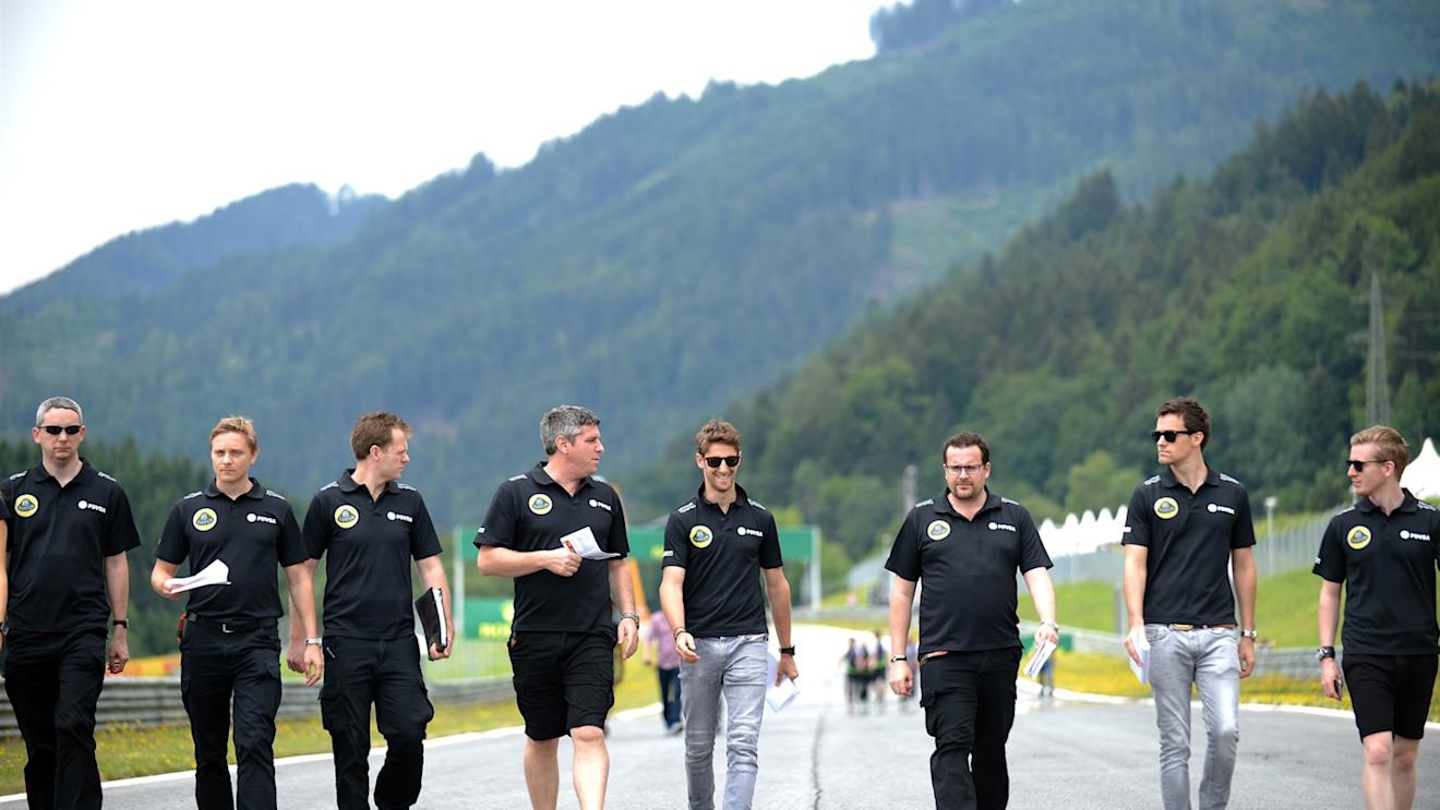 Romain Grosjean (FRA) Lotus F1 walks the track at Formula One World Championship, Rd8, Austrian Grand Prix, Preparations, Spielberg, Austria, Thursday 18 June 2015. © Sutton Motorsport Images