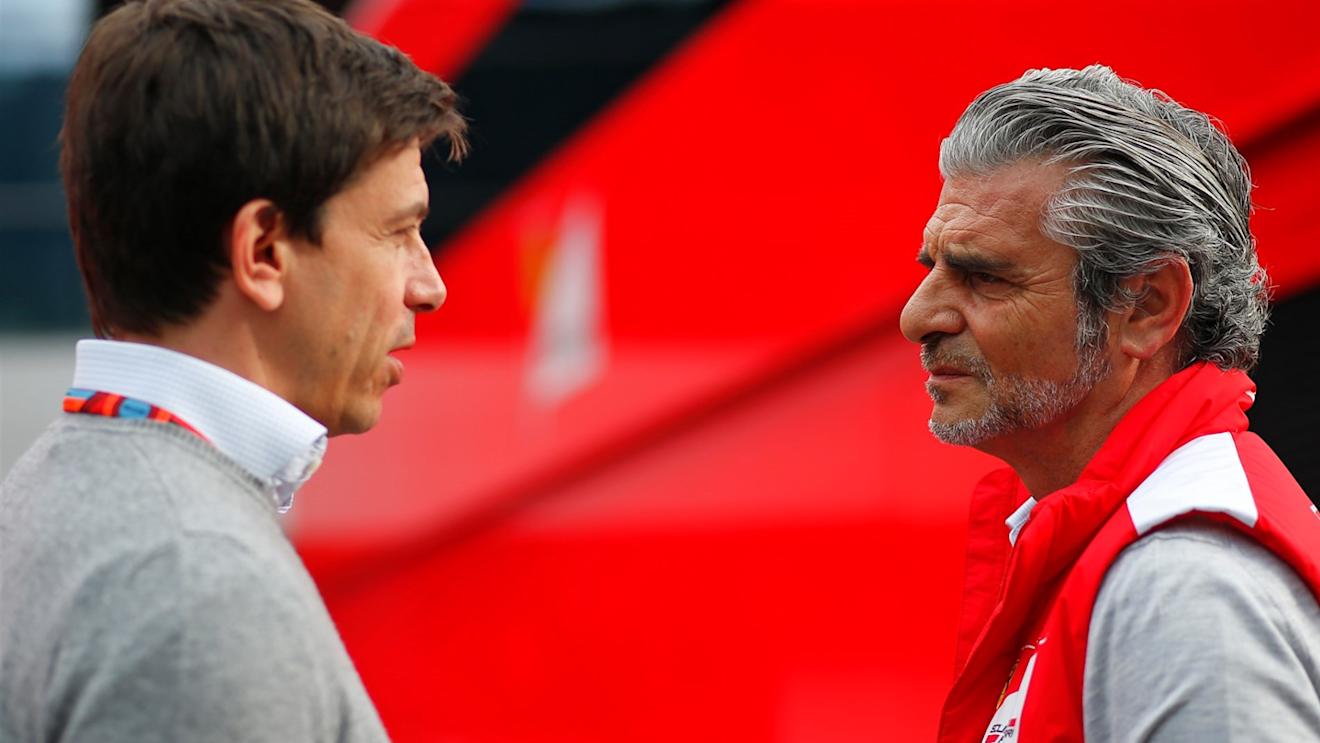 Maurizio Arrivabene (ITA) Ferrari Team Principal and Toto Wolff (AUT) Mercedes AMG F1 Director of Motorsport at Formula One World Championship, Rd8, Austrian Grand Prix, Preparations, Spielberg, Austria, Thursday 18 June 2015. © Sutton Motorsport Images