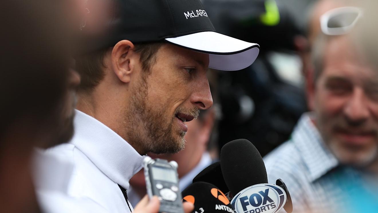 Jenson Button (GBR) McLaren talks with the media at Formula One World Championship, Rd8, Austrian Grand Prix, Preparations, Spielberg, Austria, Thursday 18 June 2015. © Sutton Motorsport Images