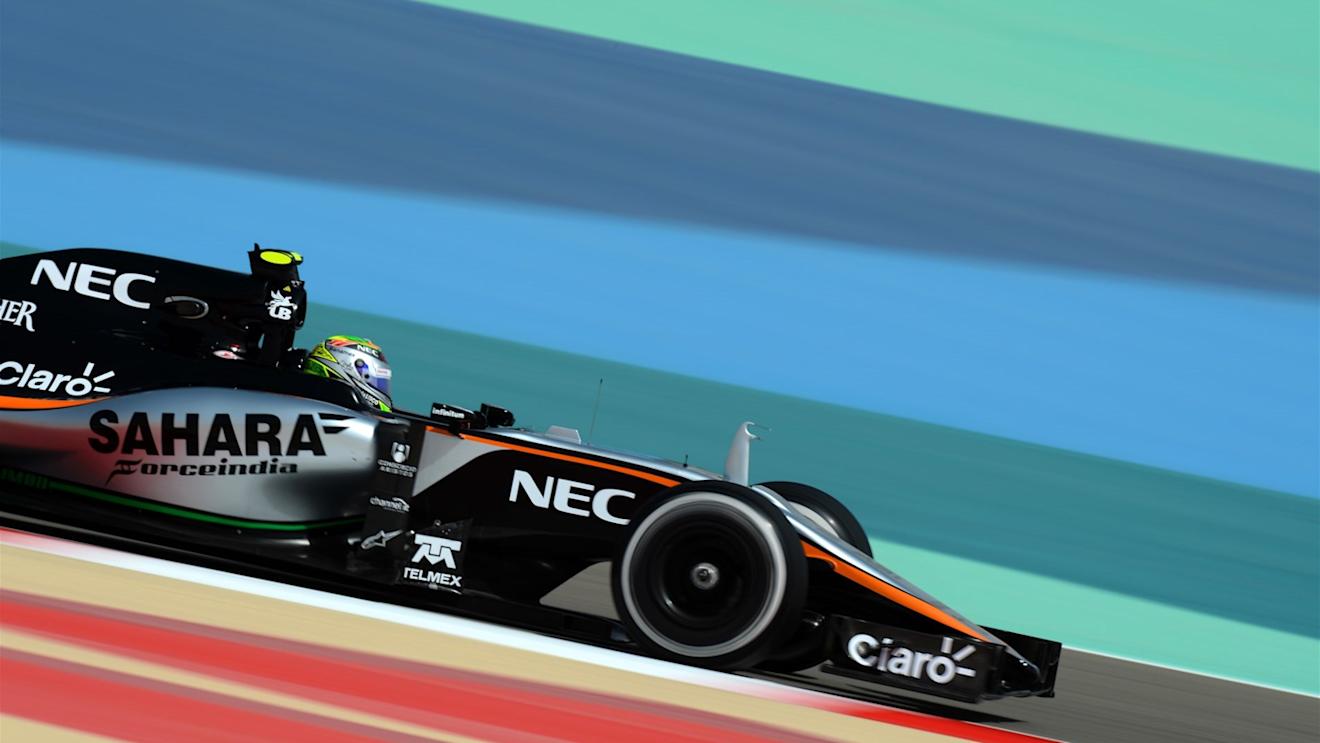 Sergio Perez (MEX) Force India VJM08 at Formula One World Championship, Rd4, Bahrain Grand Prix Practice, Bahrain International Circuit, Sakhir, Bahrain, Friday 17 April 2015. © Sutton Motorsport Images