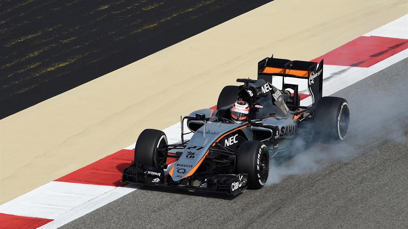Nico Hulkenberg (GER) Force India VJM08 locks up at Formula One World Championship, Rd4, Bahrain Grand Prix Practice, Bahrain International Circuit, Sakhir, Bahrain, Friday 17 April 2015. © Sutton Motorsport Images