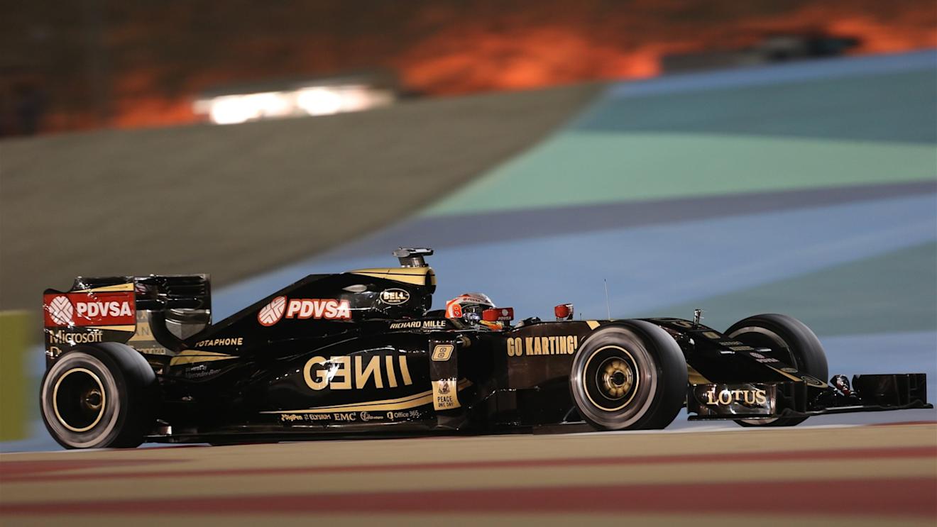 Romain Grosjean (FRA) Lotus E23 Hybrid at Formula One World Championship, Rd4, Bahrain Grand Prix Practice, Bahrain International Circuit, Sakhir, Bahrain, Friday 17 April 2015. © Sutton Motorsport Images