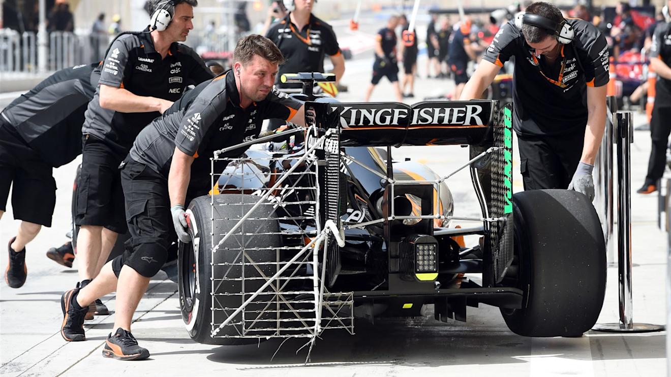 Sergio Perez (MEX) Force India VJM08 with rear aero sensor at Formula One World Championship, Rd4, Bahrain Grand Prix Qualifying, Bahrain International Circuit, Sakhir, Bahrain, Saturday 18  April 2015. © Sutton Motorsport Images