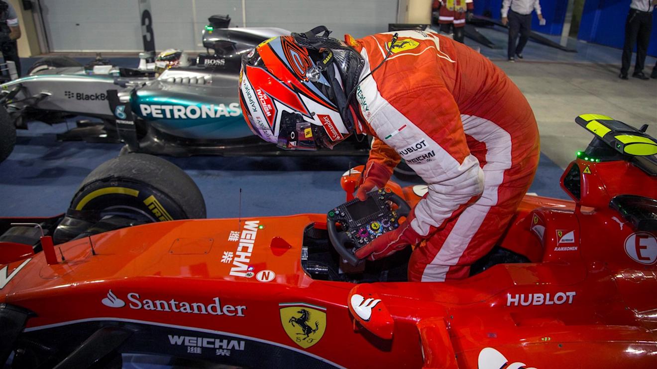 Kimi Raikkonen (FIN) Ferrari SF15-T in parc ferme at Formula One World Championship, Rd4, Bahrain Grand Prix Race, Bahrain International Circuit, Sakhir, Bahrain, Sunday 19  April 2015. © Sutton Motorsport Images