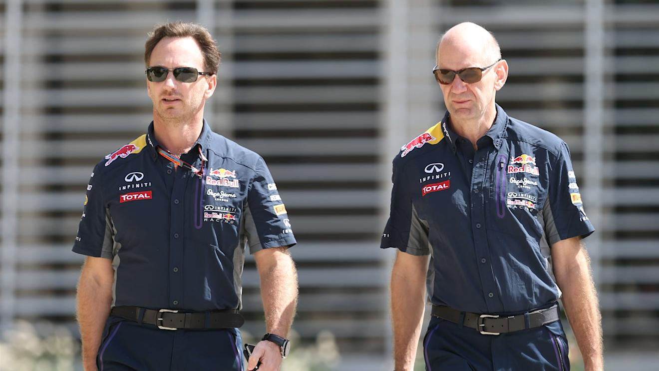 Christian Horner (GBR) Red Bull Racing Team Principal and Adrian Newey (GBR) Chief Technical Officer Red Bull Racing at Formula One World Championship, Rd4, Bahrain Grand Prix Race, Bahrain International Circuit, Sakhir, Bahrain, Sunday 19  April 2015. © Sutton Motorsport Images
