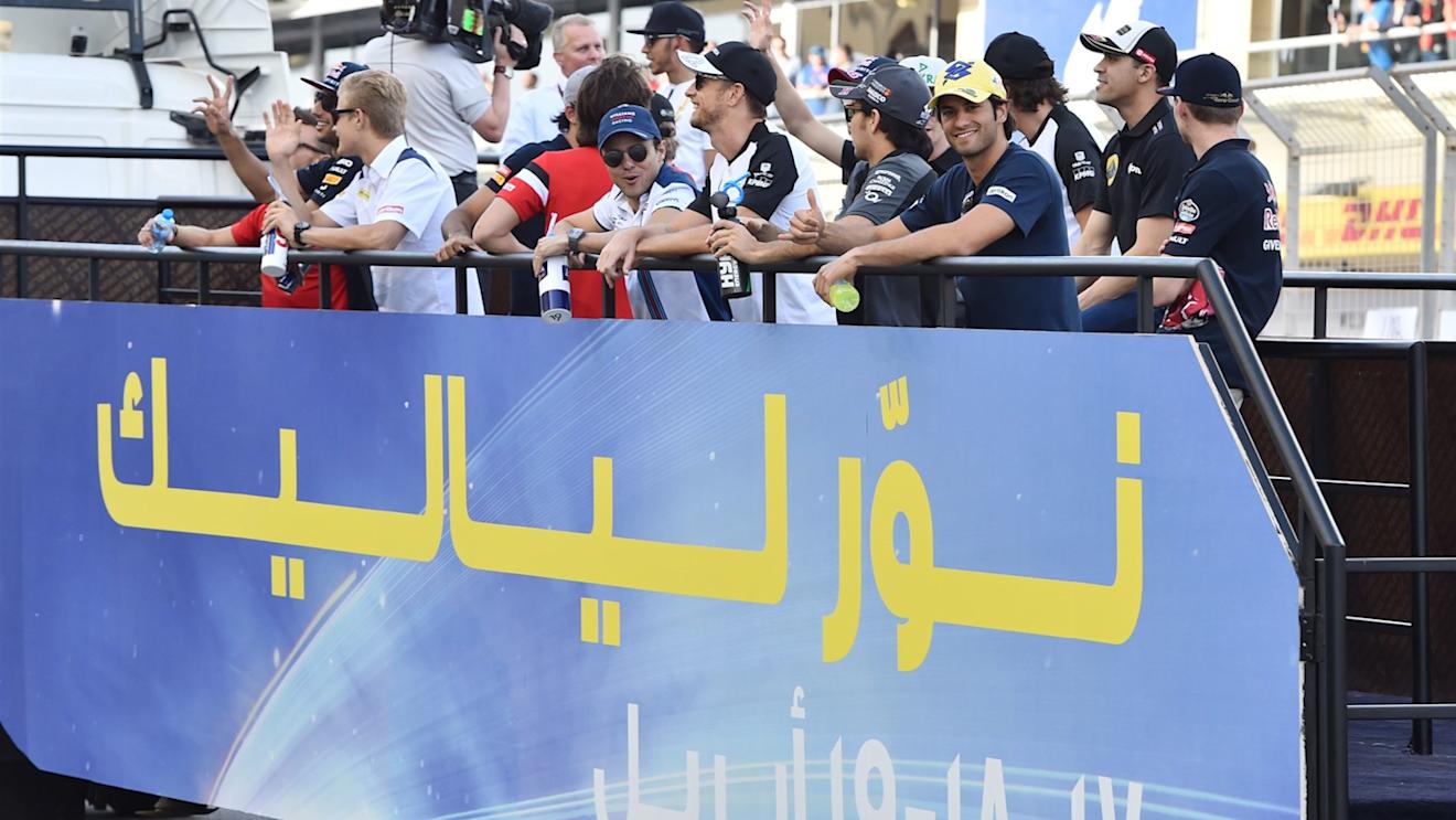 Drivers parade at Formula One World Championship, Rd4, Bahrain Grand Prix Race, Bahrain International Circuit, Sakhir, Bahrain, Sunday 19  April 2015. © Sutton Motorsport Images