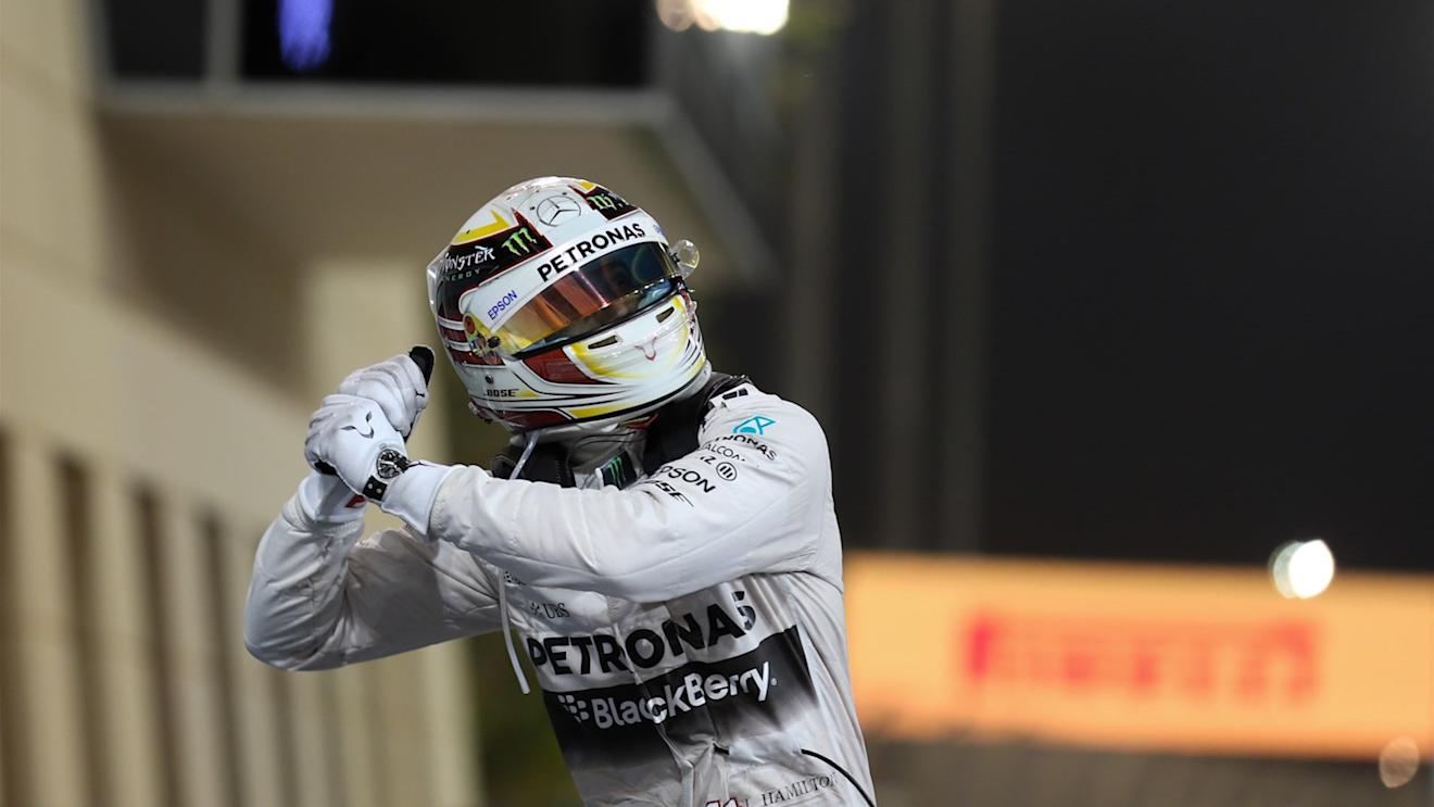 Race winner Lewis Hamilton (GBR) Mercedes AMG F1 celebrates in parc ferme at Formula One World Championship, Rd4, Bahrain Grand Prix Race, Bahrain International Circuit, Sakhir, Bahrain, Sunday 19  April 2015. © Sutton Motorsport Images