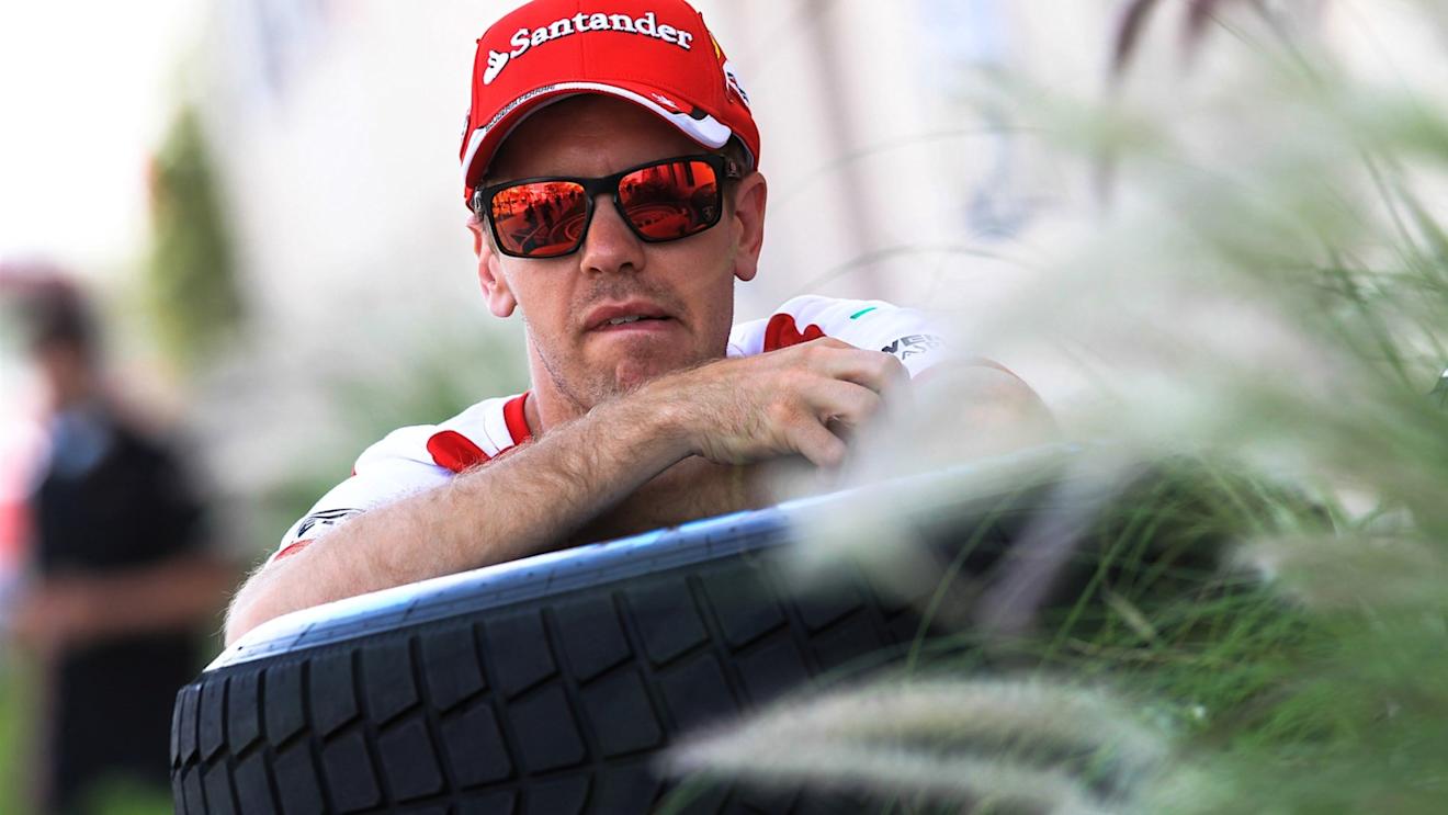 Sebastian Vettel (GER) Ferrari at Formula One World Championship, Rd4, Bahrain Grand Prix Preparations, Bahrain International Circuit, Sakhir, Bahrain, Thursday 16  April 2015. © Sutton Motorsport Images