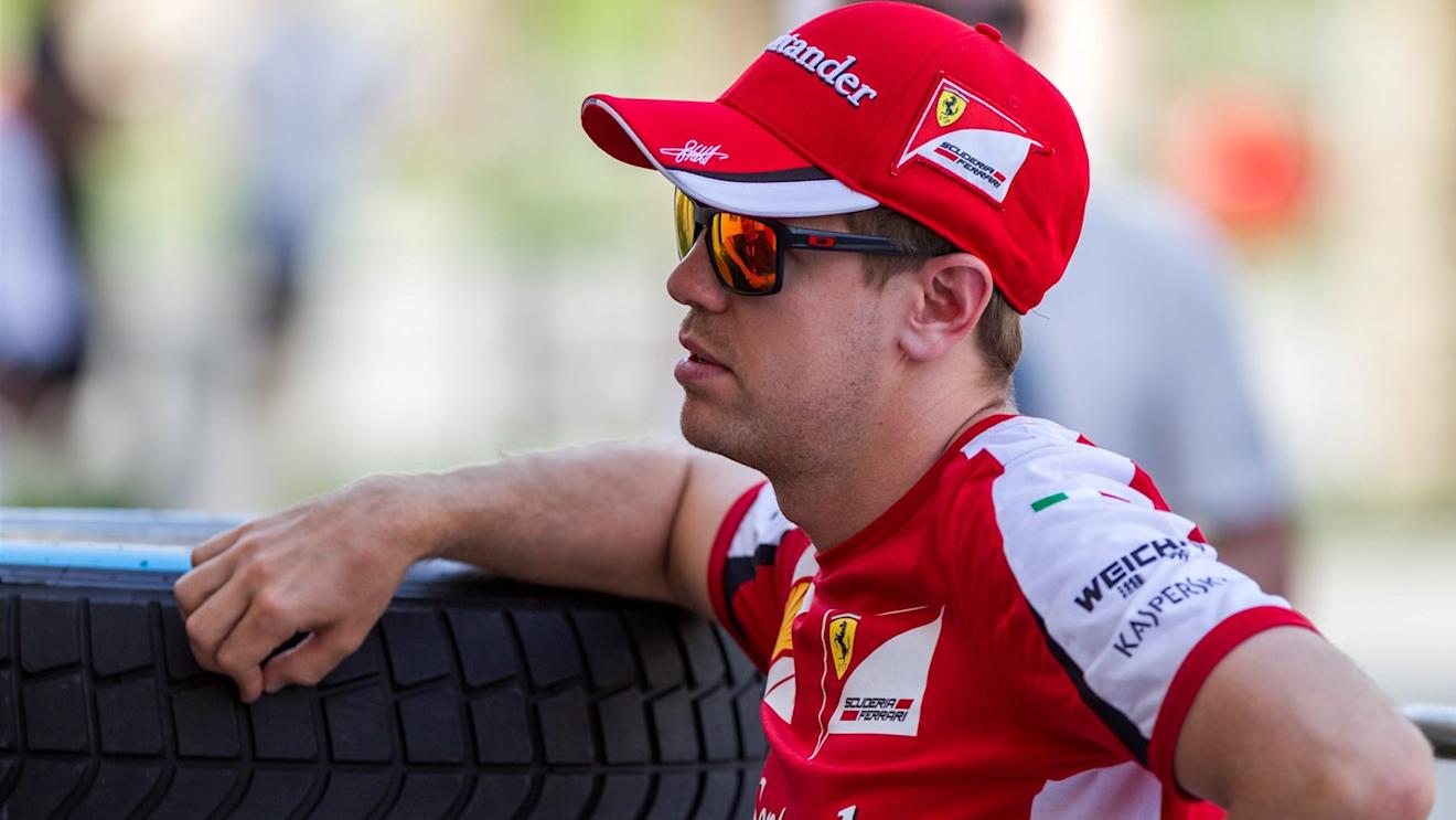 Sebastian Vettel (GER) Ferrari at Formula One World Championship, Rd4, Bahrain Grand Prix Preparations, Bahrain International Circuit, Sakhir, Bahrain, Thursday 16  April 2015. © Sutton Motorsport Images