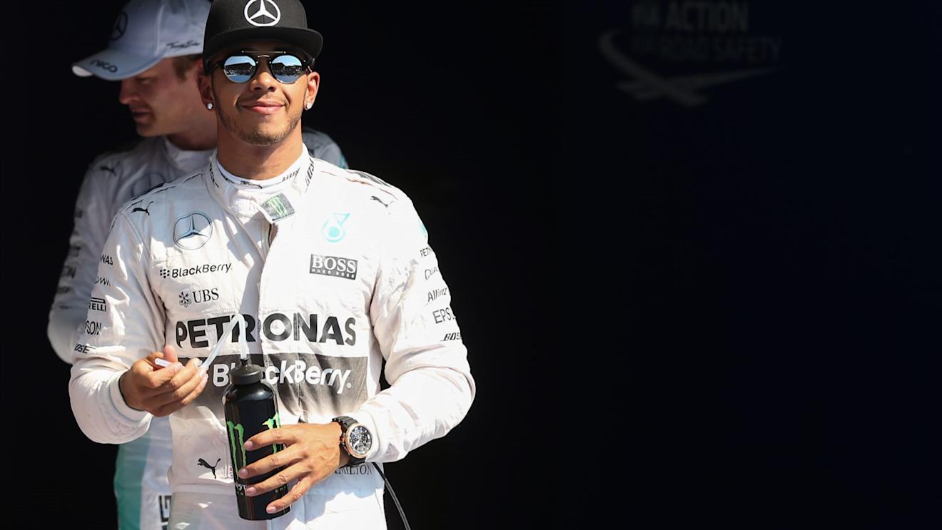 Pole sitter Lewis Hamilton (GBR) Mercedes AMG F1 celebrates in parc ferme at Formula One World Championship, Rd11, Belgian Grand Prix, Qualifying, Spa Francorchamps, Belgium, Saturday 22 August 2015. © Sutton Motorsport Images