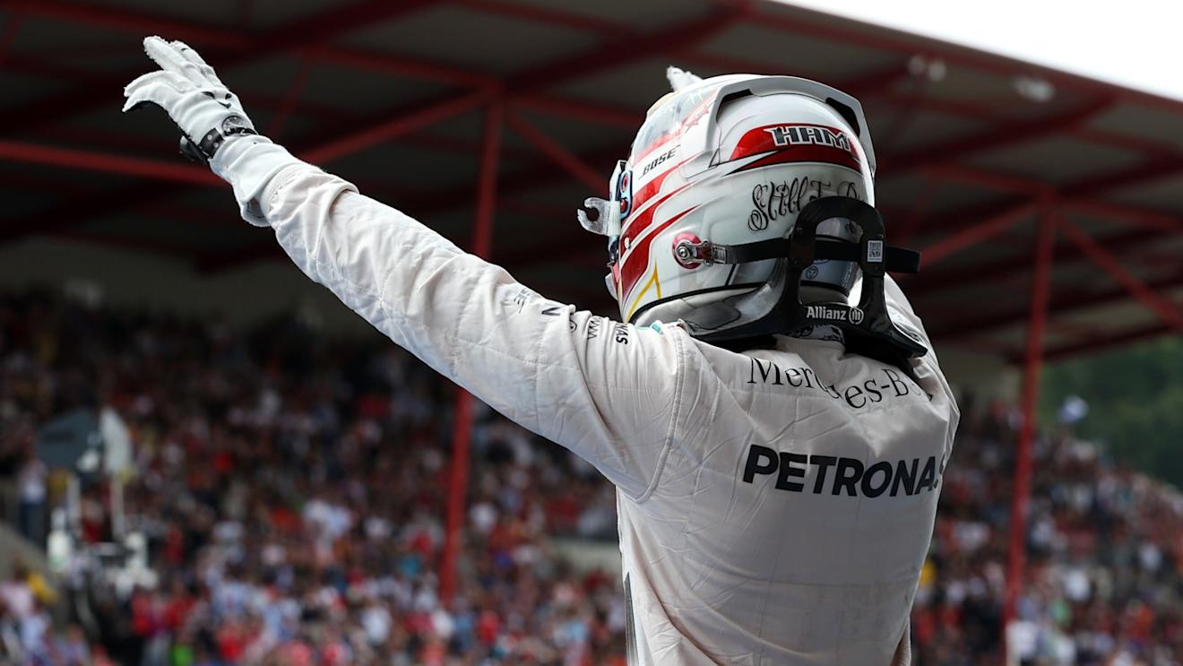 Race winner Lewis Hamilton (GBR) Mercedes celebrates in parc ferme at Formula One World Championship, Rd11, Belgian Grand Prix, Race, Spa Francorchamps, Belgium, Sunday 23 August 2015. © Sutton Motorsport Images