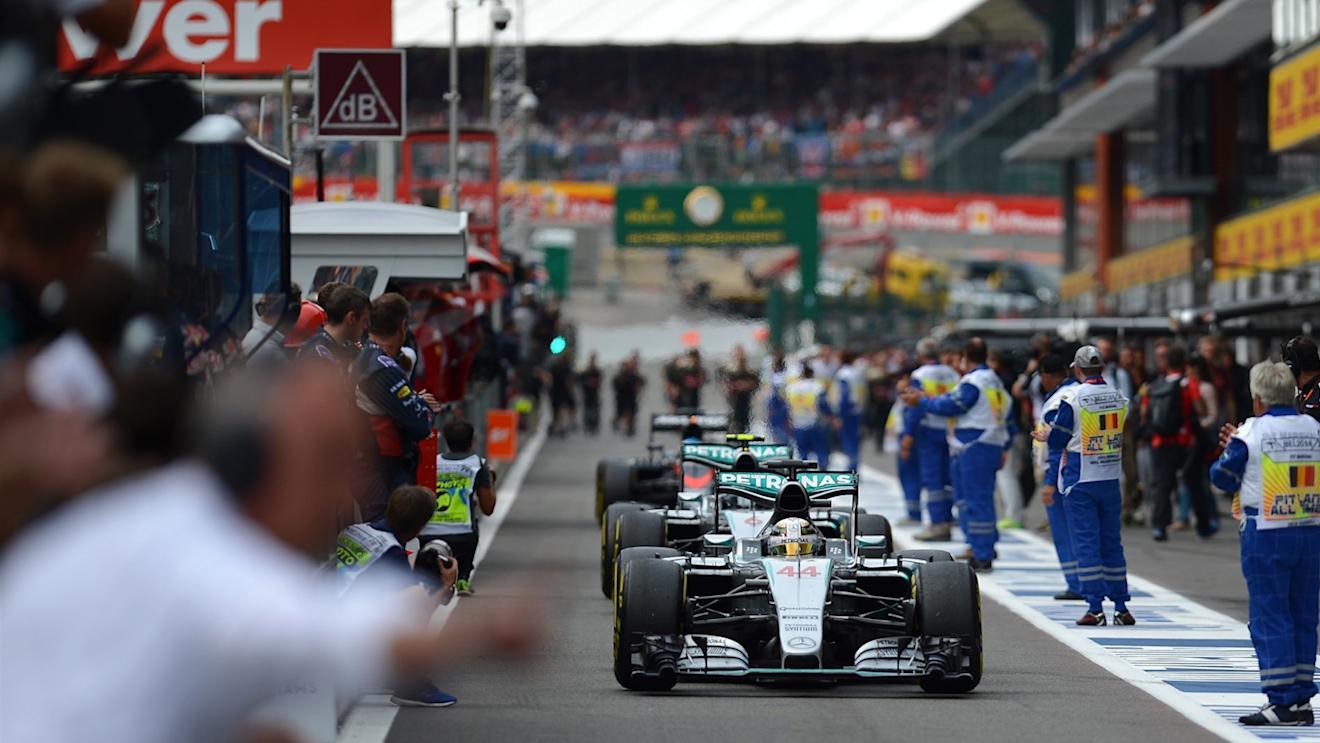 Lewis Hamilton (GBR) Mercedes AMG F1 W06 in parc ferme at Formula One World Championship, Rd11, Belgian Grand Prix, Race, Spa Francorchamps, Belgium, Sunday 23 August 2015. © Sutton Motorsport Images