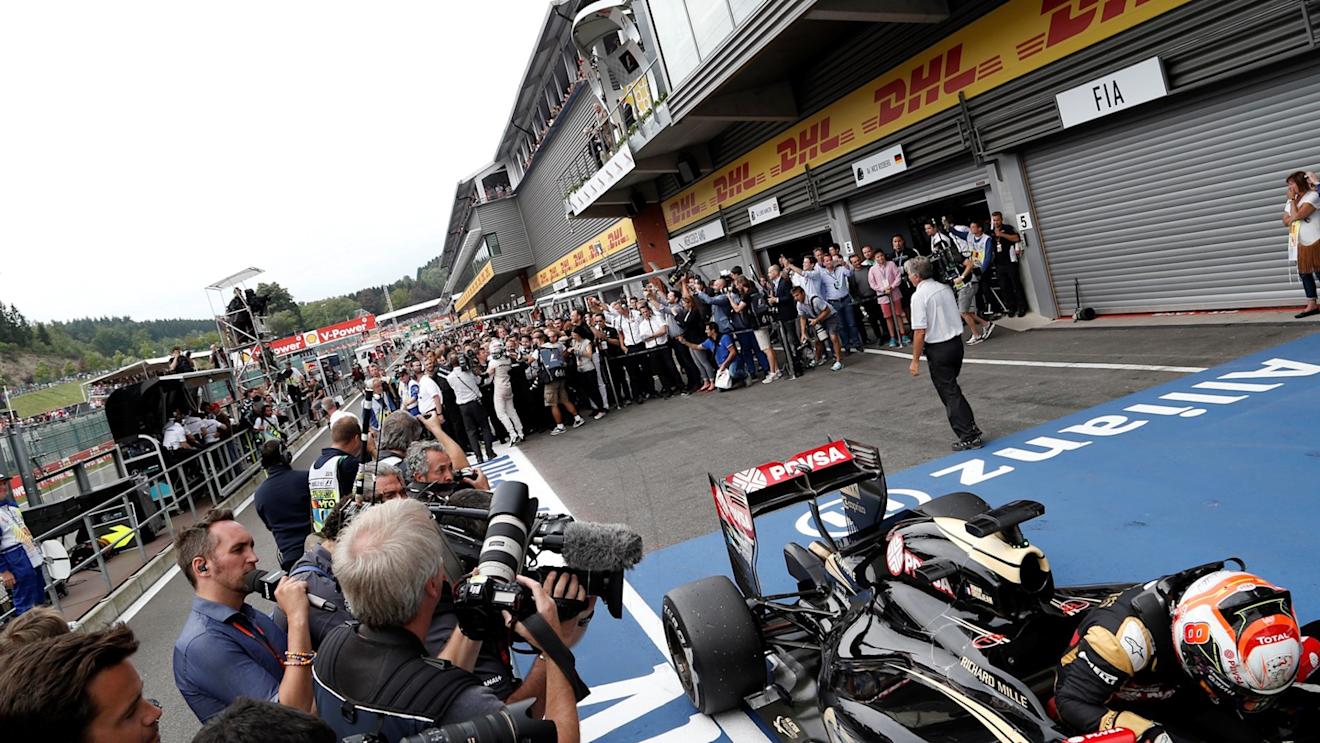 Parc ferme celebrations at Formula One World Championship, Rd11, Belgian Grand Prix, Race, Spa Francorchamps, Belgium, Sunday 23 August 2015. © Sutton Motorsport Images
