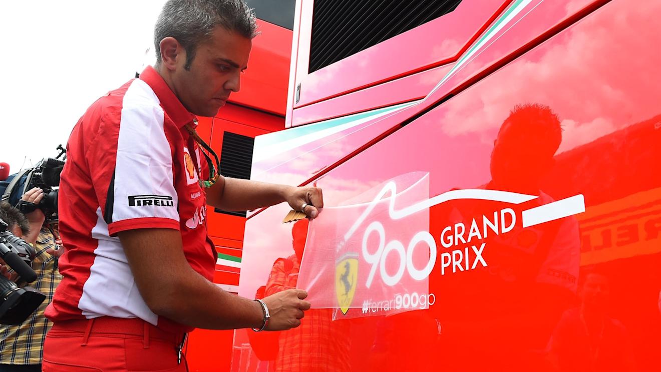 Ferrari 900th GP graphics are appplied at Formula One World Championship, Rd11, Belgian Grand Prix, Preparations, Spa Francorchamps, Belgium, Thursday 20 August 2015. © Sutton Motorsport Images