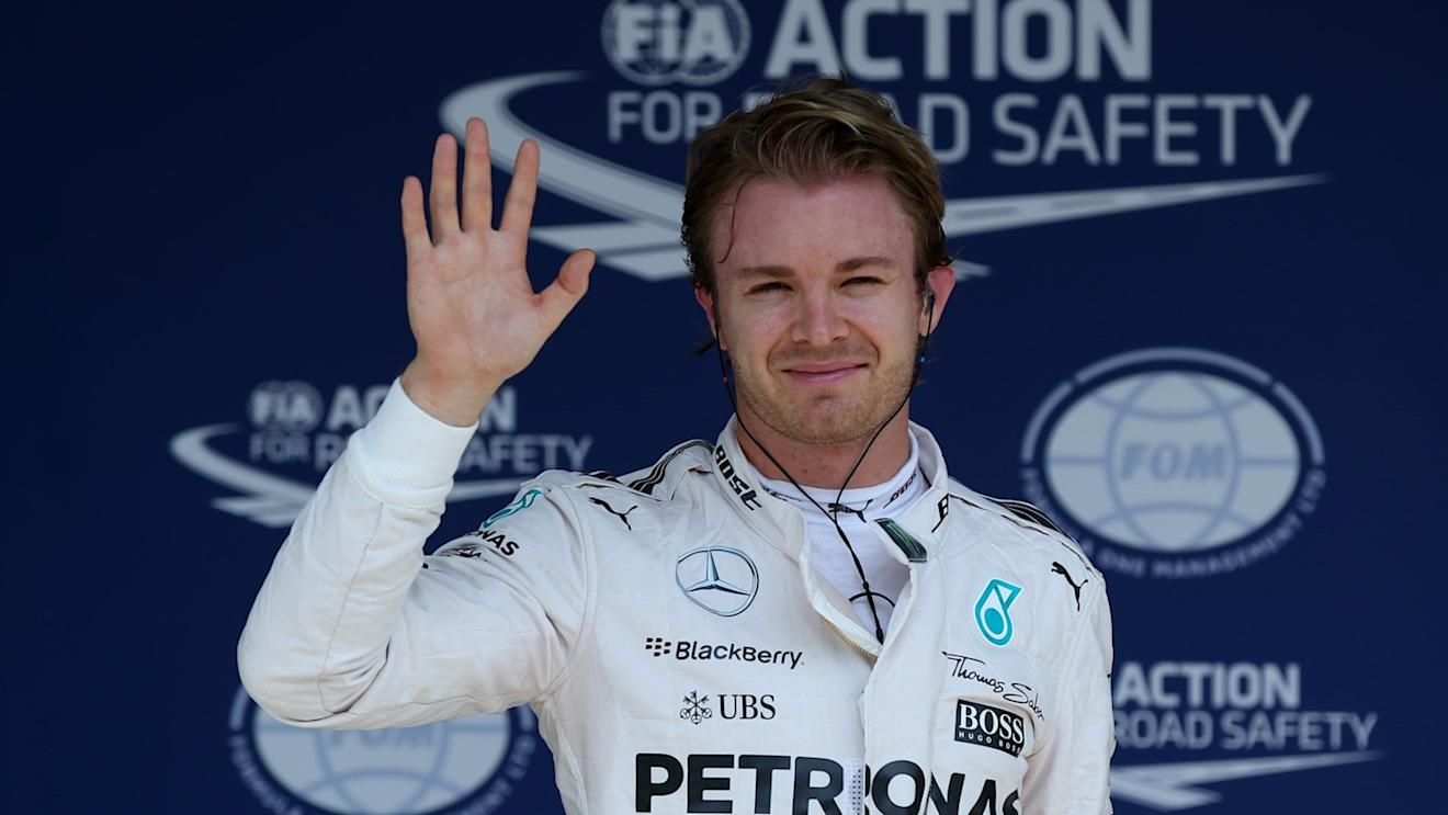 Pole sitter Nico Rosberg (GER) Mercedes AMG F1 celebrates in parc ferme at Formula One World Championship, Rd18, Brazilian Grand Prix, Qualifying, Interlagos, Sao Paulo, Brazil, Saturday 14 November 2015. © Sutton Motorsport Images