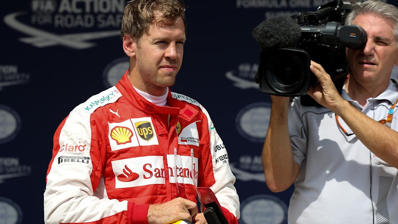 Sebastian Vettel (GER) Ferrari celebrates in parc ferme at Formula One World Championship, Rd18, Brazilian Grand Prix, Qualifying, Interlagos, Sao Paulo, Brazil, Saturday 14 November 2015. © Sutton Motorsport Images