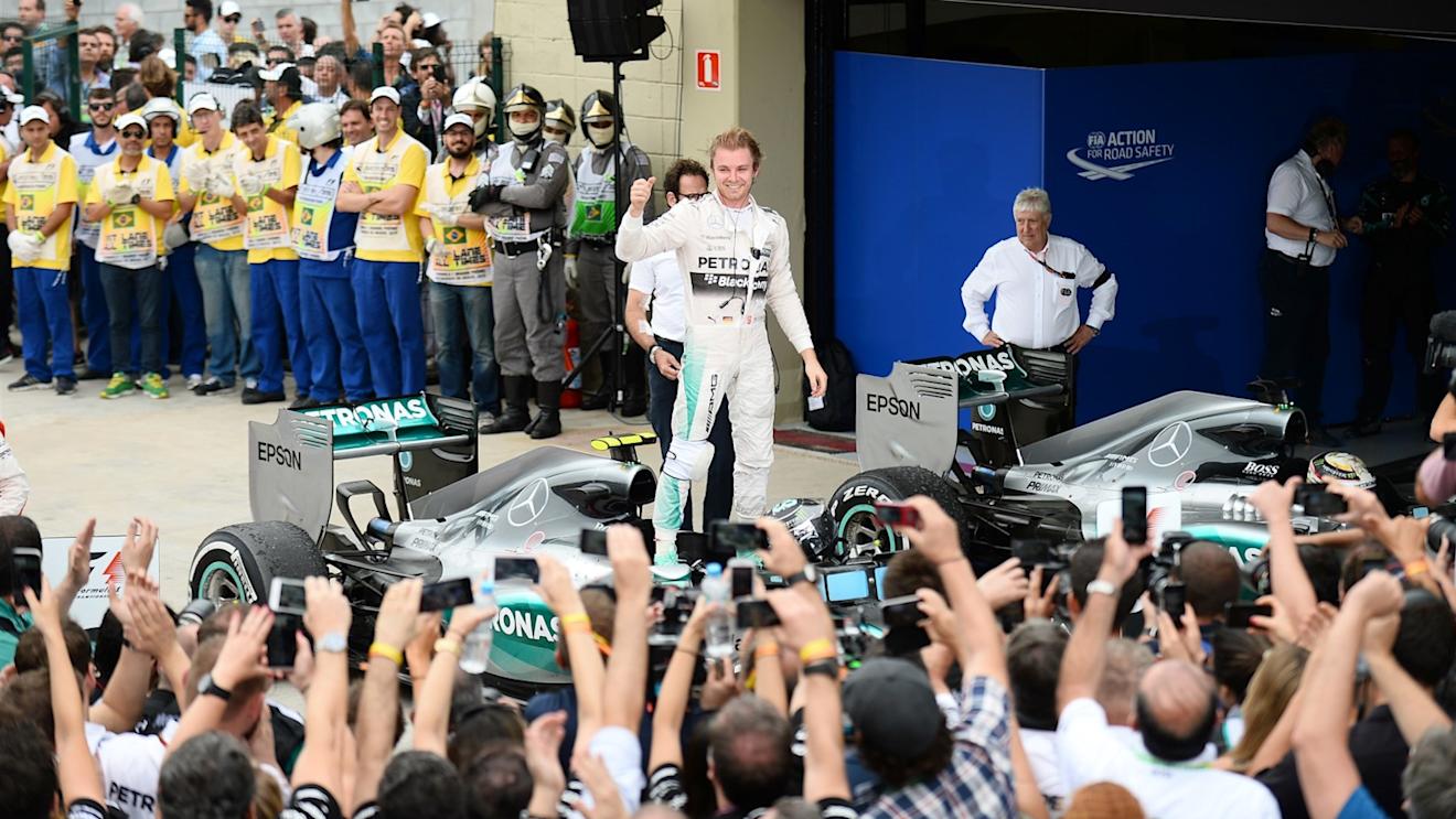 Race winner Nico Rosberg (GER) Mercedes AMG F1 celebrates in parc ferme at Formula One World Championship, Rd18, Brazilian Grand Prix, Race, Interlagos, Sao Paulo, Brazil, Sunday 15 November 2015. © Sutton Motorsport Images