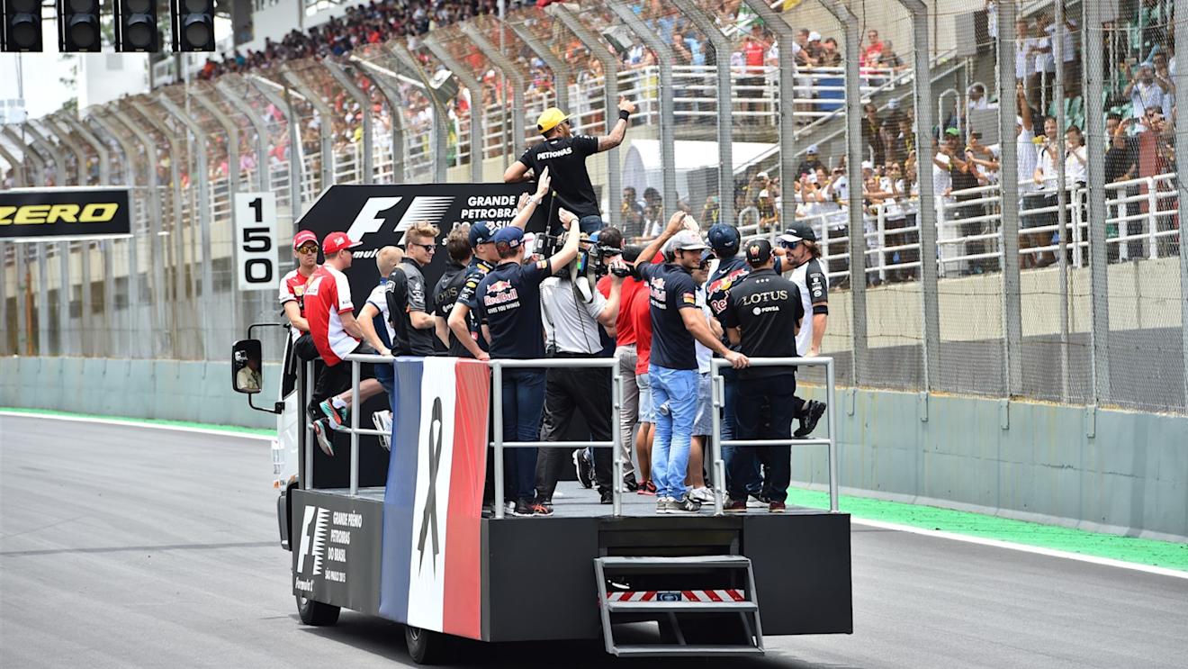 Drivers parade at Formula One World Championship, Rd18, Brazilian Grand Prix, Race, Interlagos, Sao Paulo, Brazil, Sunday 15 November 2015. © Sutton Motorsport Images