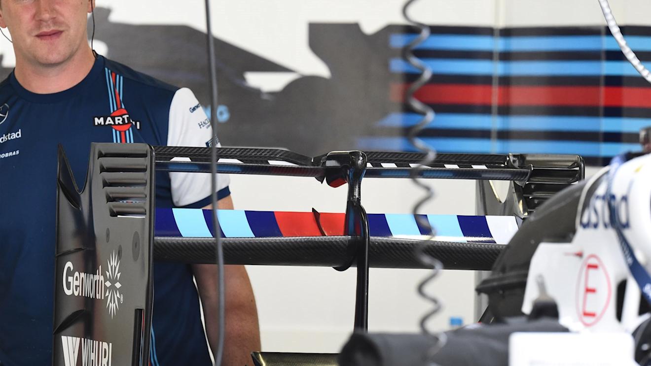 Williams FW37 rear wing detail at Formula One World Championship, Rd18, Brazilian Grand Prix, Preparations, Interlagos, Sao Paulo, Brazil, Thursday 12 November 2015. © Sutton Motorsport Images