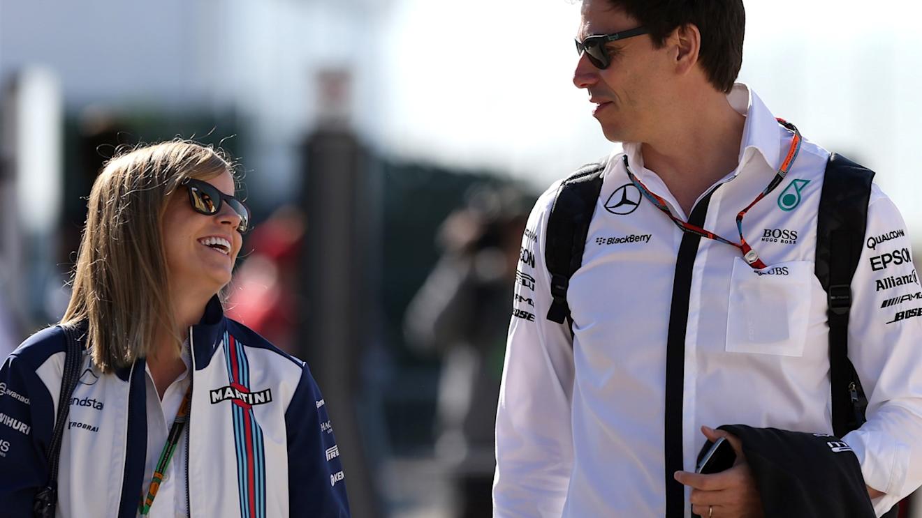 Susie Wolff (GBR) Williams Development Driver and Toto Wolff (AUT) Mercedes AMG F1 Director of Motorsport at Formula One World Championship, Rd9, British Grand Prix, Practice, Silverstone, England, Friday 3 July 2015. © Sutton Motorsport Images