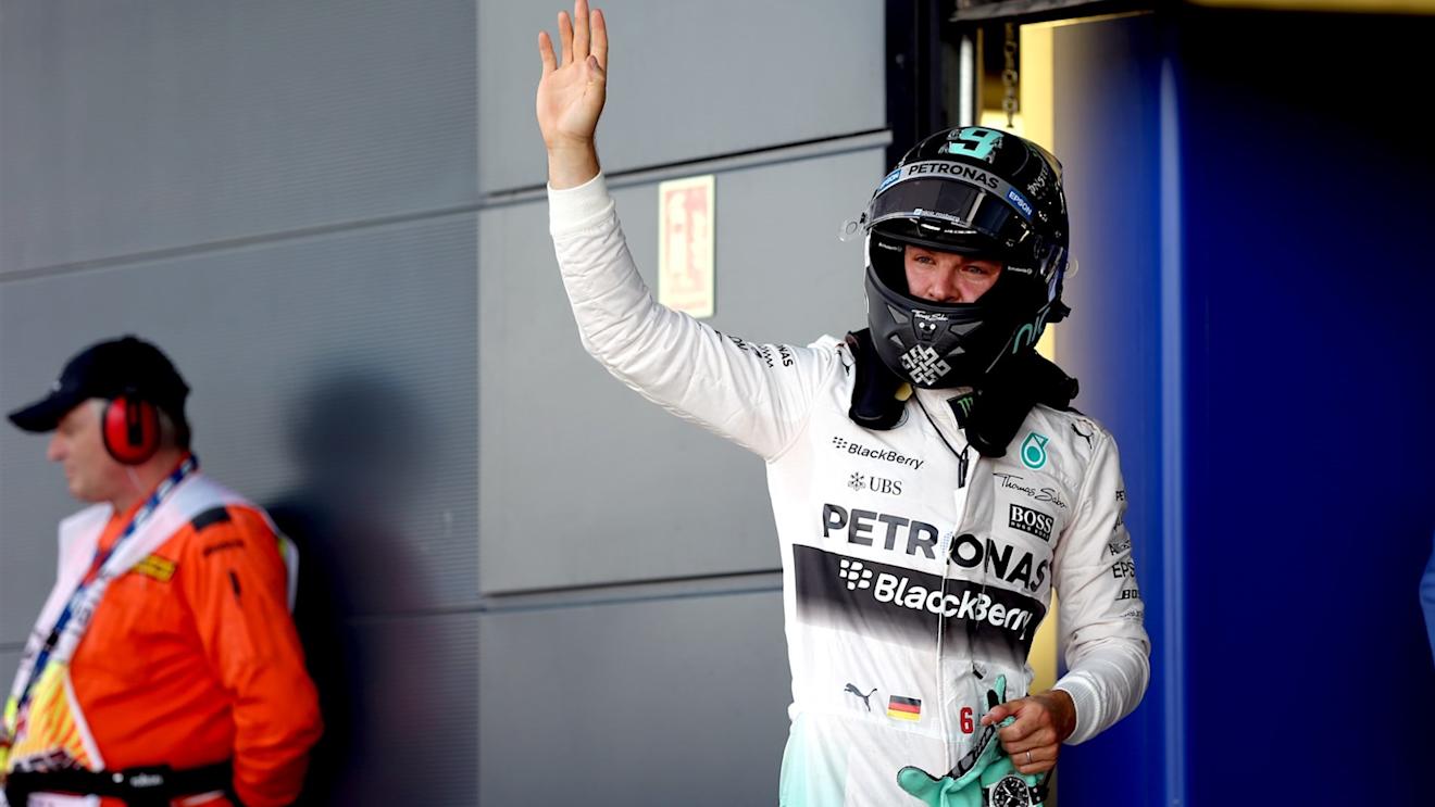 Nico Rosberg (GER) Mercedes AMG F1 W06 celebrates in parc ferme at Formula One World Championship, Rd9, British Grand Prix, Qualifying, Silverstone, England, Saturday 4 July 2015. © Sutton Motorsport Images