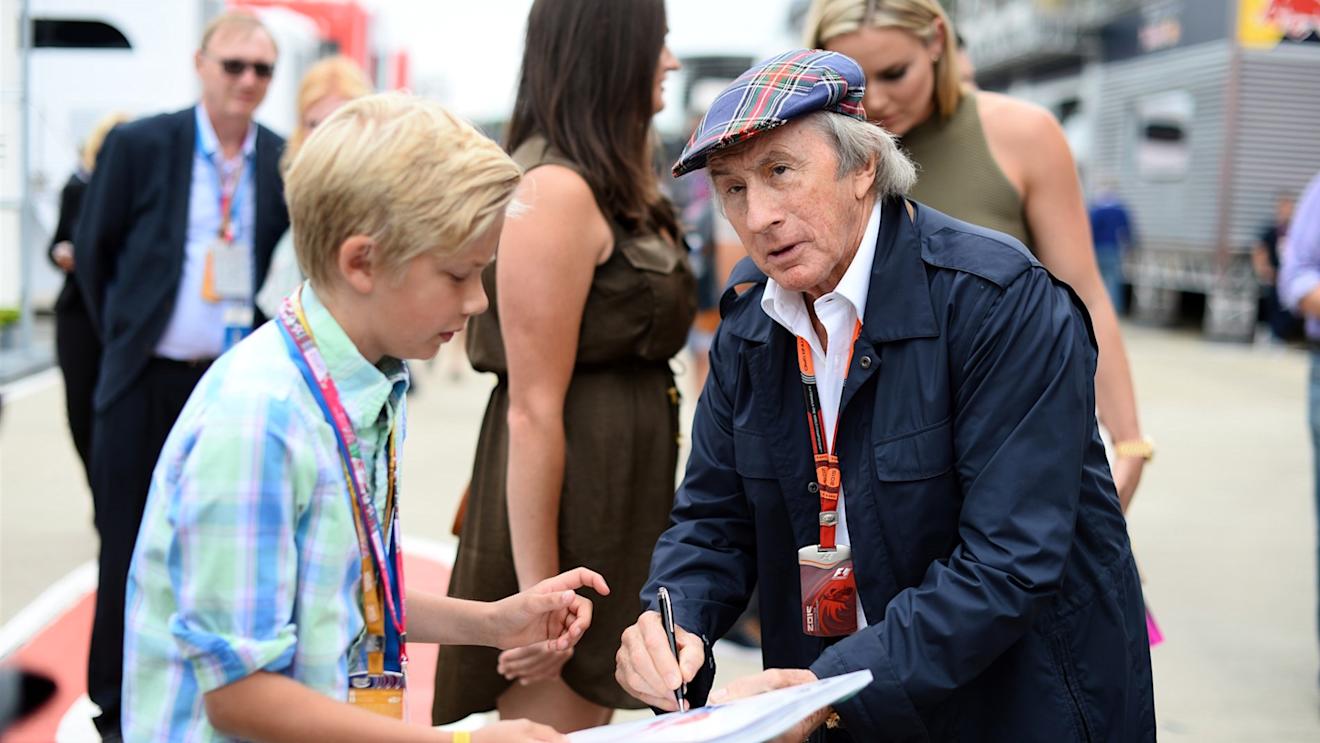 Jackie Stewart (GBR) signs autographs for the fans at Formula One World Championship, Rd9, British Grand Prix, Race, Silverstone, England, Sunday 5 July 2015. © Sutton Motorsport Images