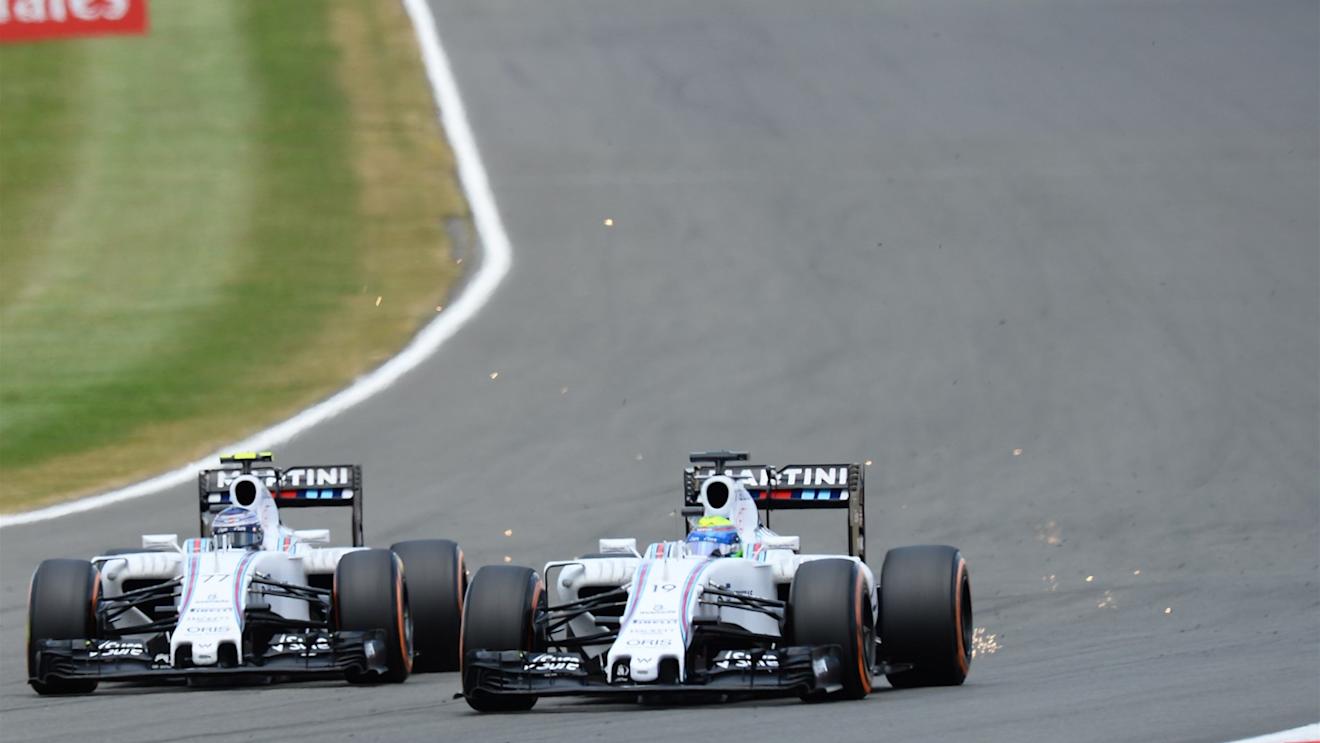 Valtteri Bottas (FIN) Williams FW37 battles with Felipe Massa (BRA) Williams FW37 at Formula One World Championship, Rd9, British Grand Prix, Race, Silverstone, England, Sunday 5 July 2015. © Sutton Motorsport Images